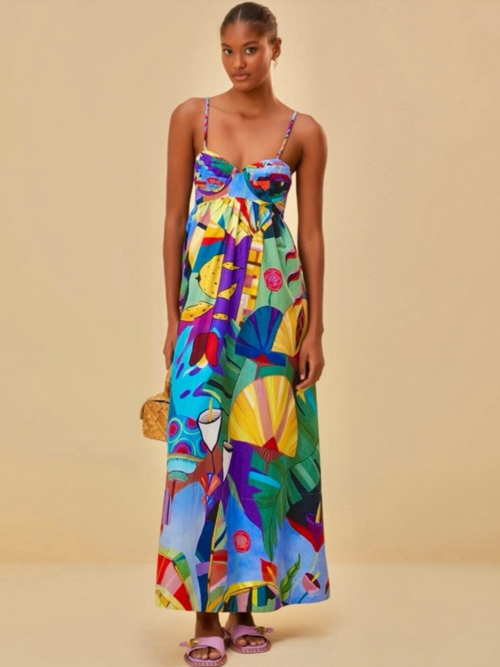 πΊπHPππΊ NWT Farm Rio Tropical Scenario Maxi Dress - Picture 3 of 16